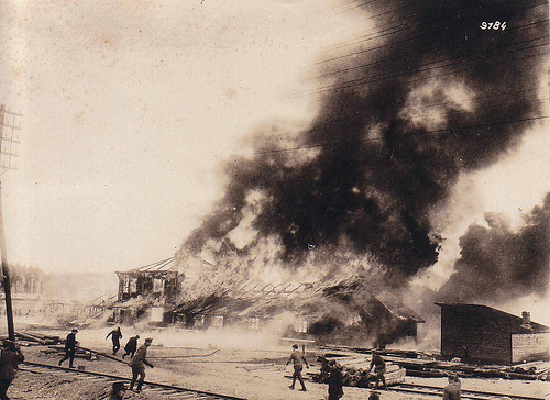 WWI battle fire