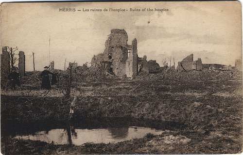 postcard of WWI ruins